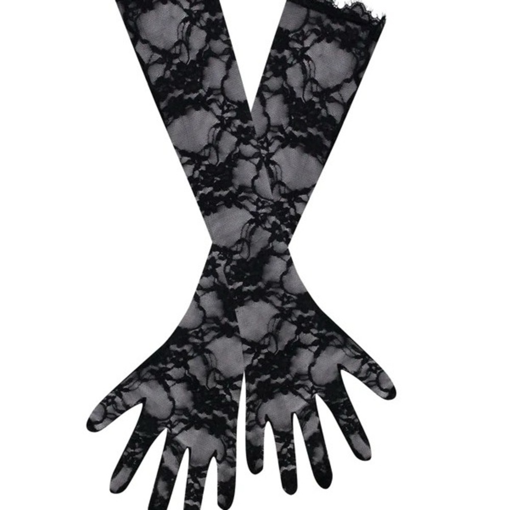 Black Lace Gloves with Intricate Patterns